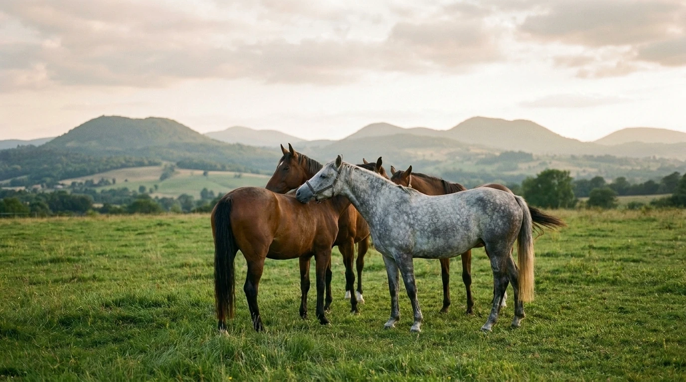 Les chevaux du Écurie de la Condesa en liberté, Puy-de-Dôme